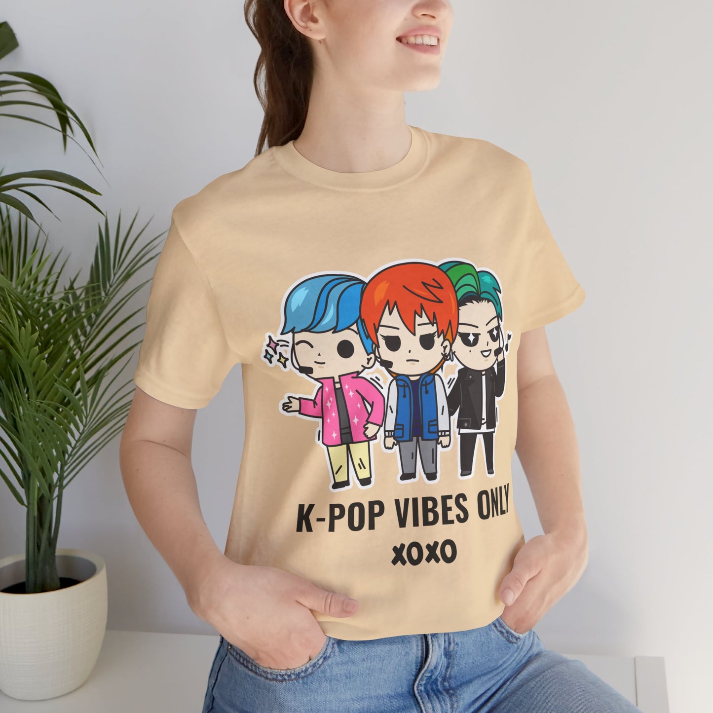 K-Pop Vibes Only Graphic Cotton T-Shirt - Trendy Short Sleeve Tee for K-Pop Fans | Unique Design, Comfortable Fit Printify