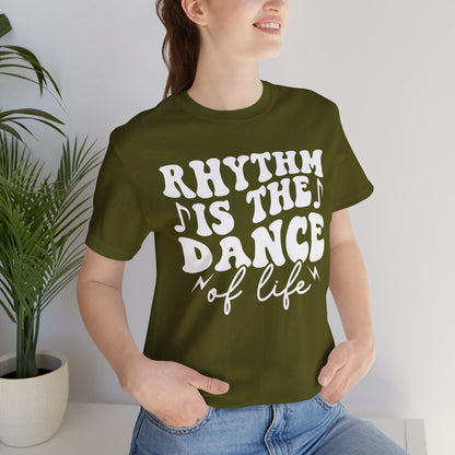 Rhythm is the Dance of Life Graphic Cotton T-Shirt - Trendy Short Sleeve Tee for Music Enthusiasts and Dance Lovers | Premium Quality, Unique Design, Comfortable Fit Printify