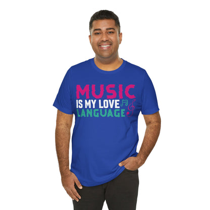 Music Is My Love Language Graphic Cotton T-Shirt - Trendy Short Sleeve Tee for Music Lovers and Romance Seekers | Unique Design, Comfortable Fit, Premium Quality Printify