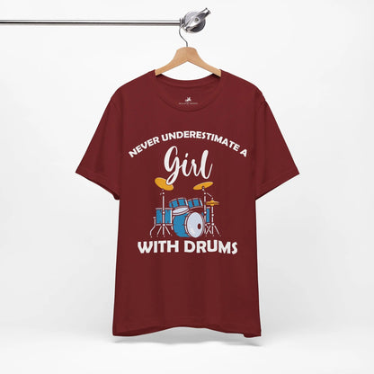 "Never Underestimate a Girl with Drums" Music Graphic T-Shirt – Drum Roll, Please! Printify