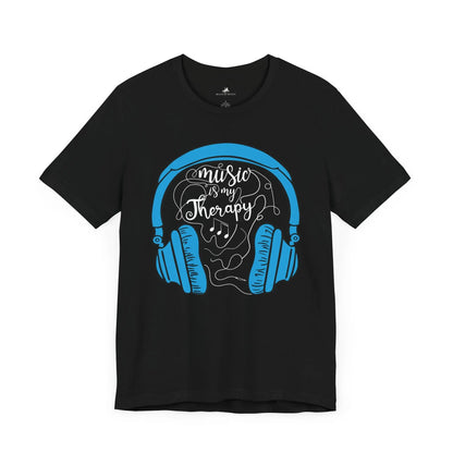 Music Is My Therapy Graphic Cotton T-Shirt - Trendy Short Sleeve Tee for Men and Women | Relaxed Fit, Unique Design Printify