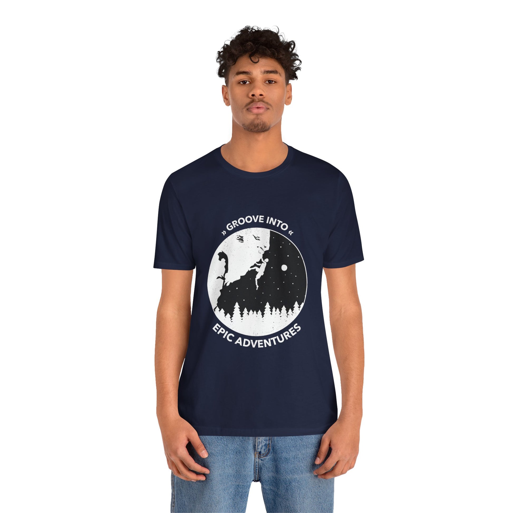 Groove into Epic Adventures Graphic Cotton T-Shirt - Trendy Short Sleeve Tee for Music Lovers | Unique Design, Comfortable Fit, Premium Quality Printify