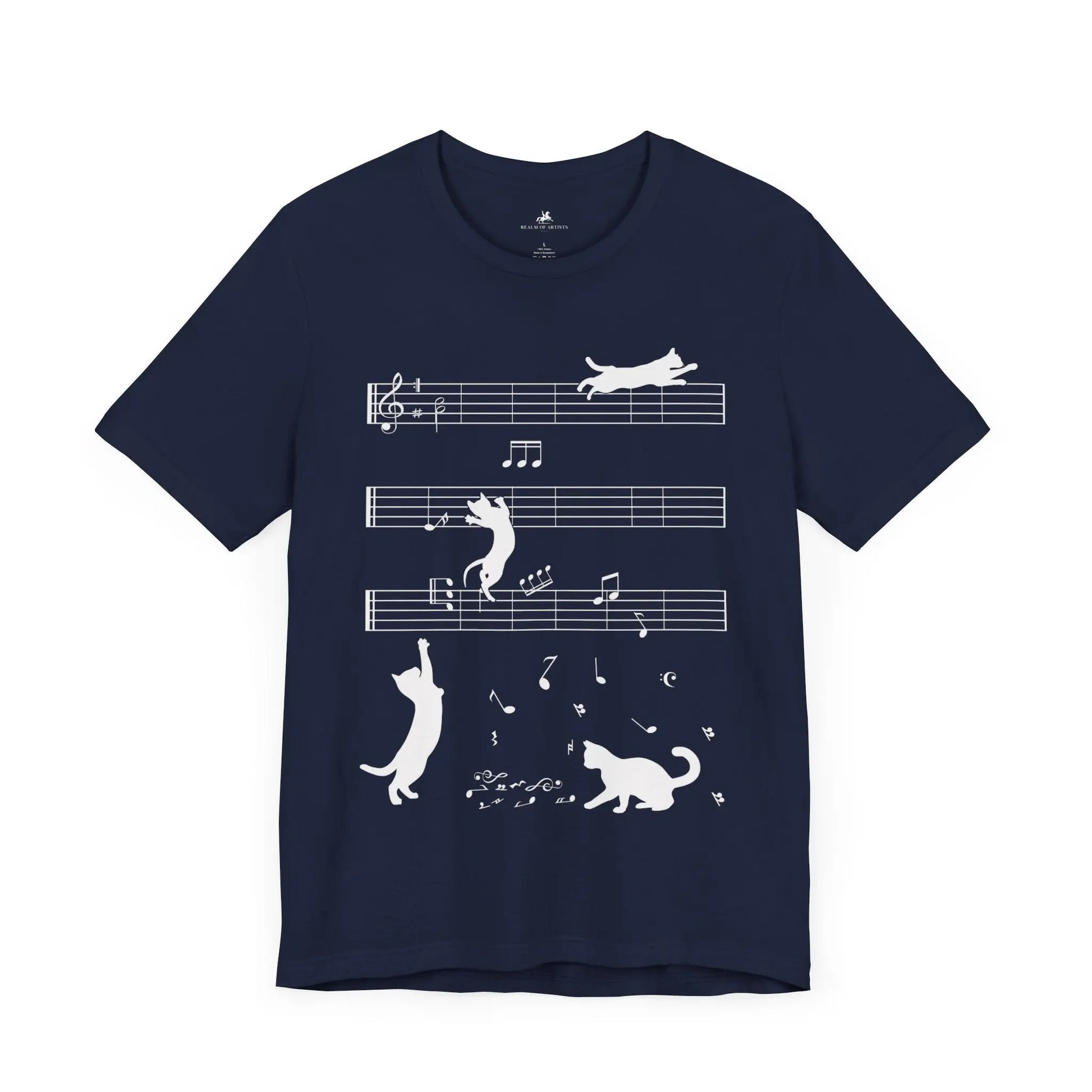 "Cute Cat Playing with Musical Notes" Music Graphic T-Shirt – Purrfectly in Tune! 🎶😻 Printify