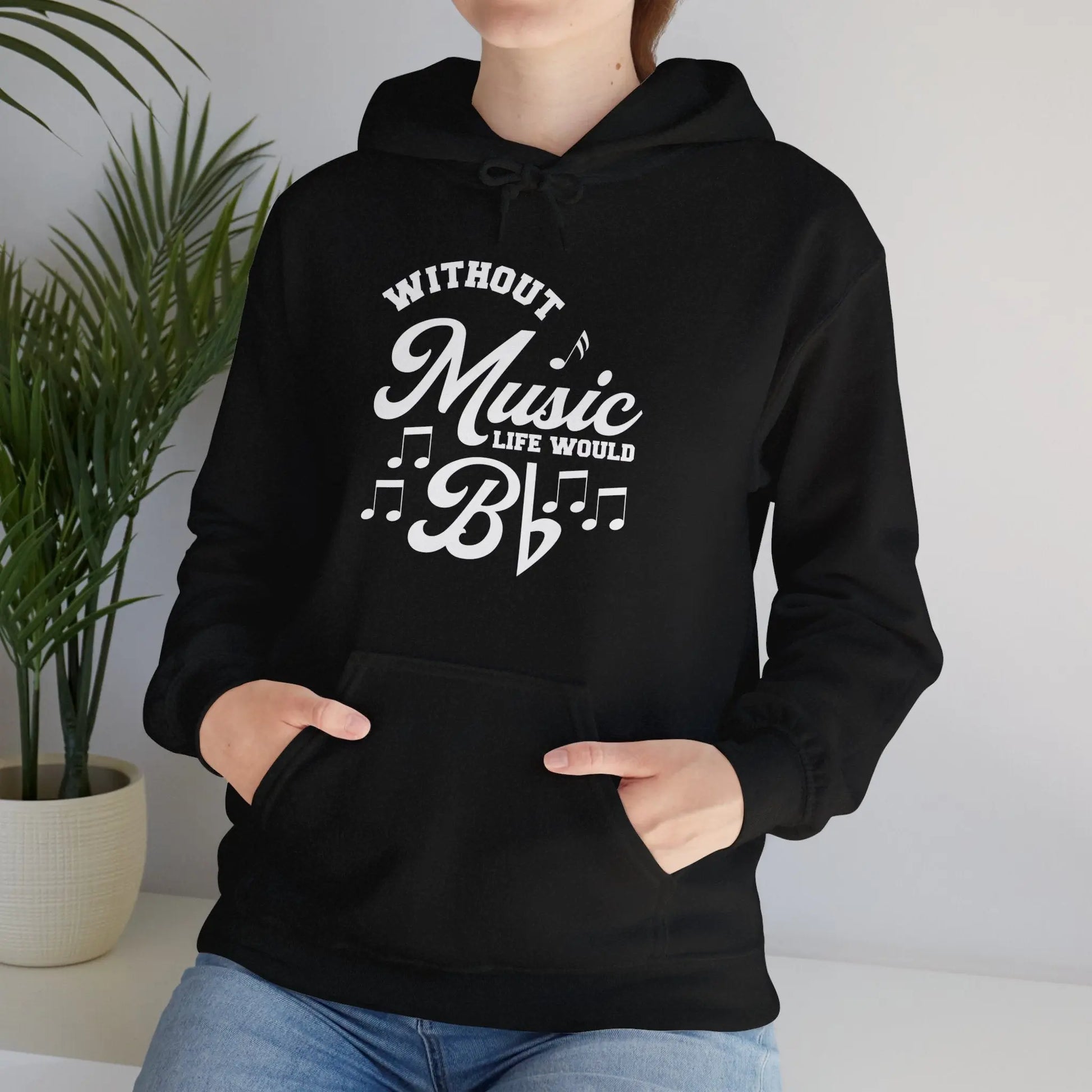 "Without Music Life Would Bb" Graphic Hoodie - Cozy Comfort and Musical Style Printify