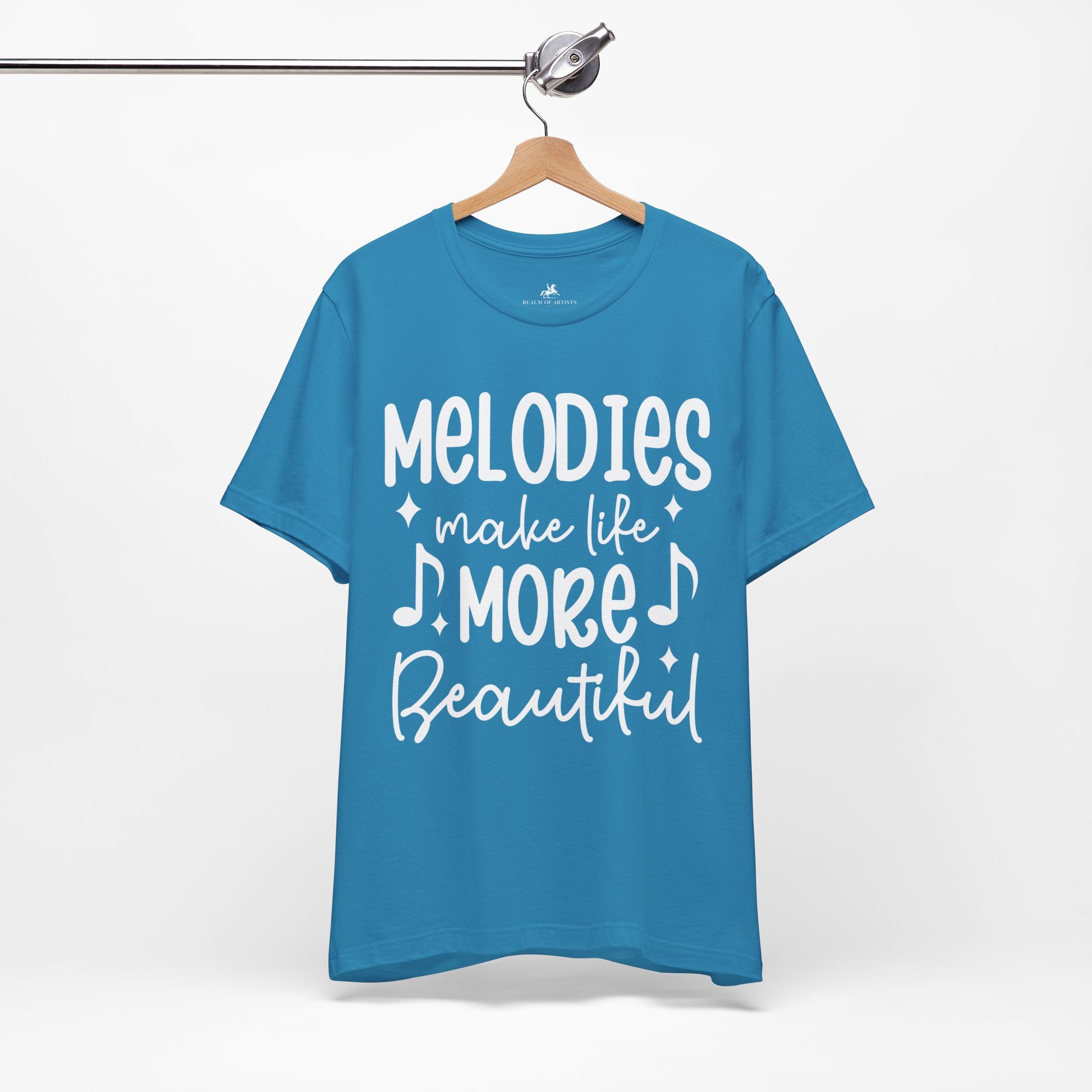 Melodies Make Life More Beautiful Graphic Cotton T-Shirt - Trendy Short Sleeve Tee for Music Lovers and Harmony Seekers | Unique Design, Comfortable Fit, Premium Quality Printify