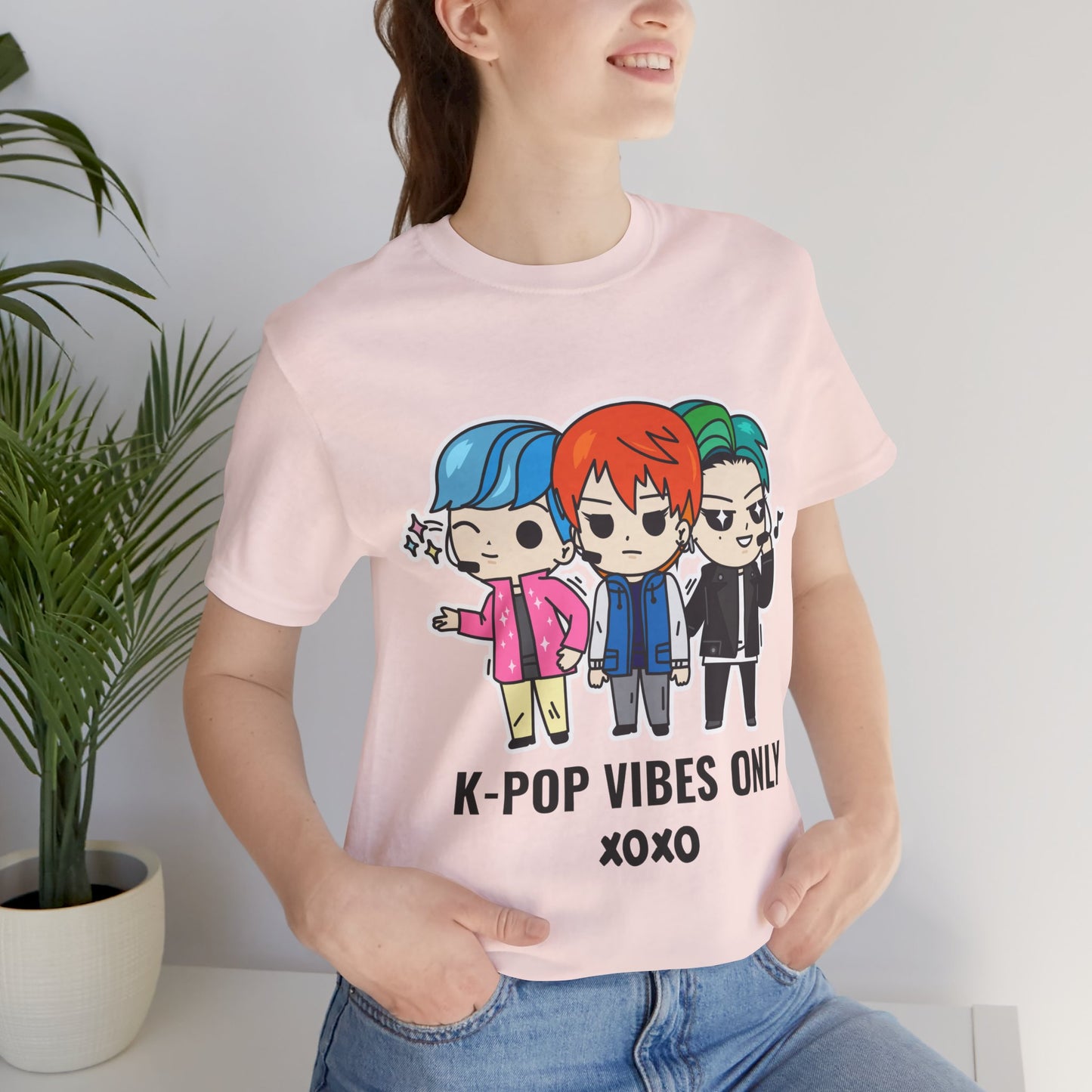 K-Pop Vibes Only Graphic Cotton T-Shirt - Trendy Short Sleeve Tee for K-Pop Fans | Unique Design, Comfortable Fit Printify