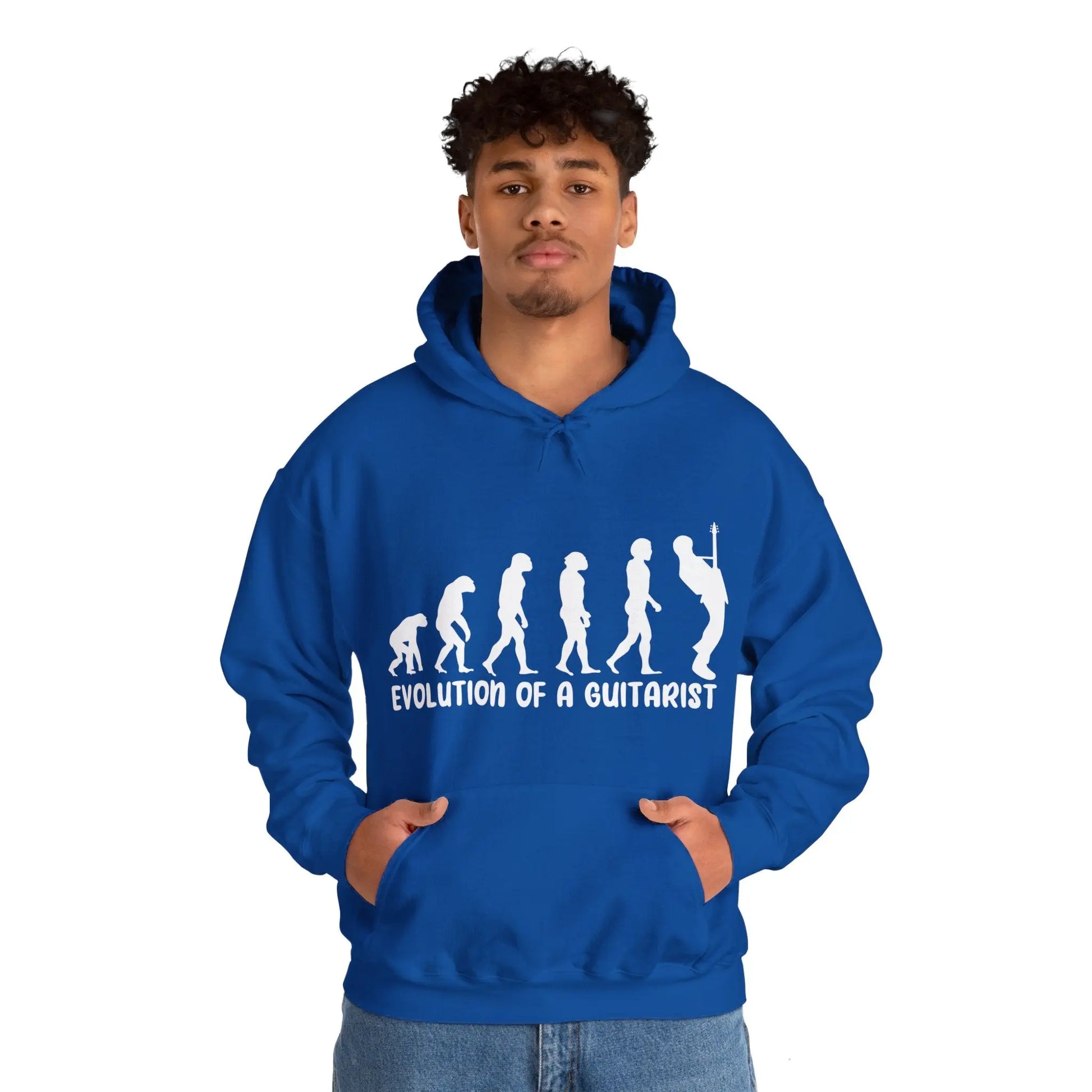 "Evolution of a Guitarist" Graphic Hoodie - Cozy Tribute to Music Mastery Printify