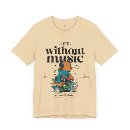 Life Without Music Cotton T-Shirt - Classic Graphic Tee for Men and Women | Unique Short Sleeve Design, Everyday Comfort Printify