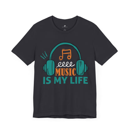 Music Is My Life Graphic Cotton T-Shirt - Trendy Short Sleeve Tee for Music Enthusiasts | Unique Design, Comfortable Fit, Premium Quality Printify