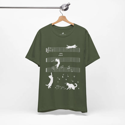 "Cute Cat Playing with Musical Notes" Music Graphic T-Shirt – Purrfectly in Tune! 🎶😻 Printify