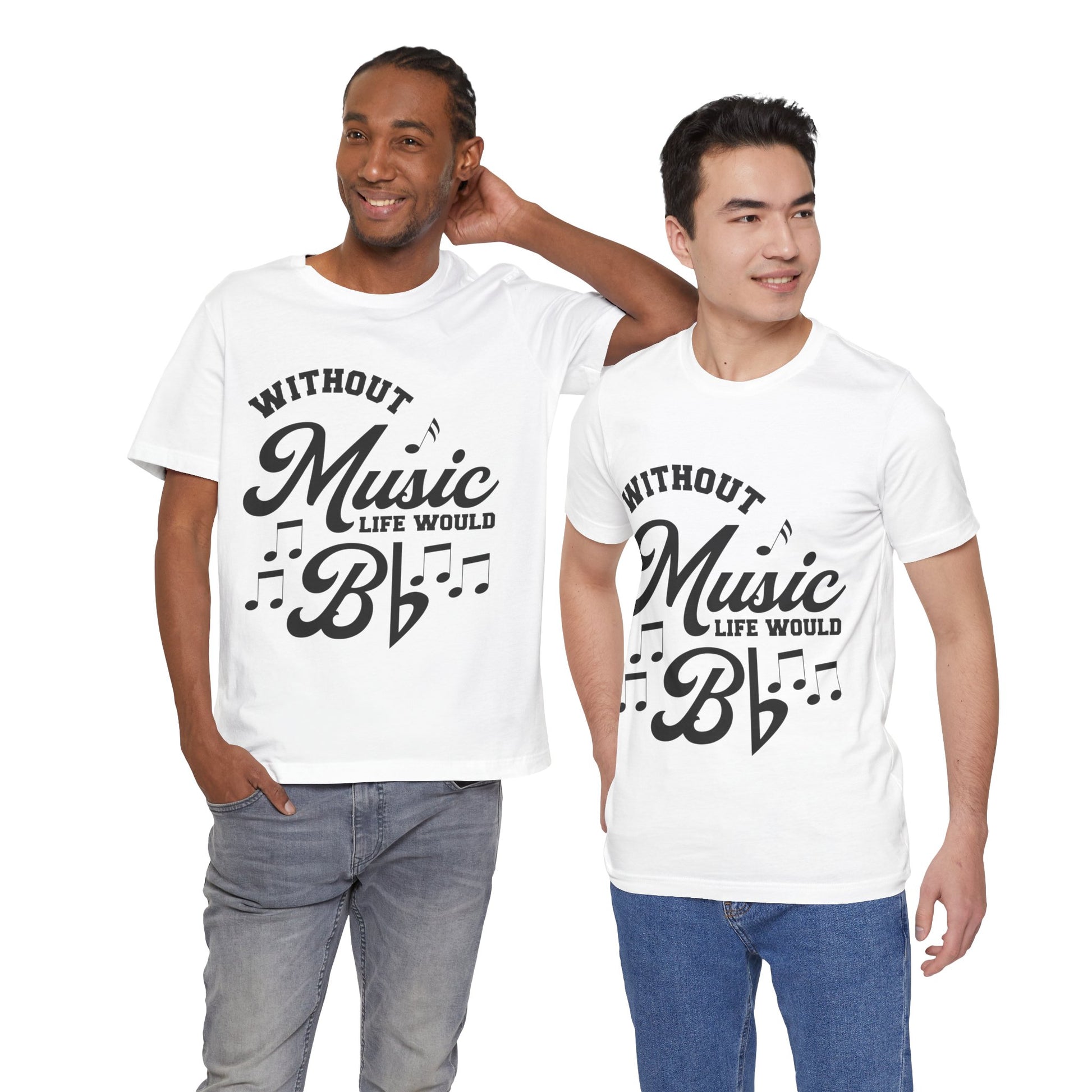 Without Music Life Would Bb Graphic Cotton T-Shirt - Trendy Short Sleeve Tee for Music Lovers | Unique Design, Comfortable Fit, Premium Quality Printify