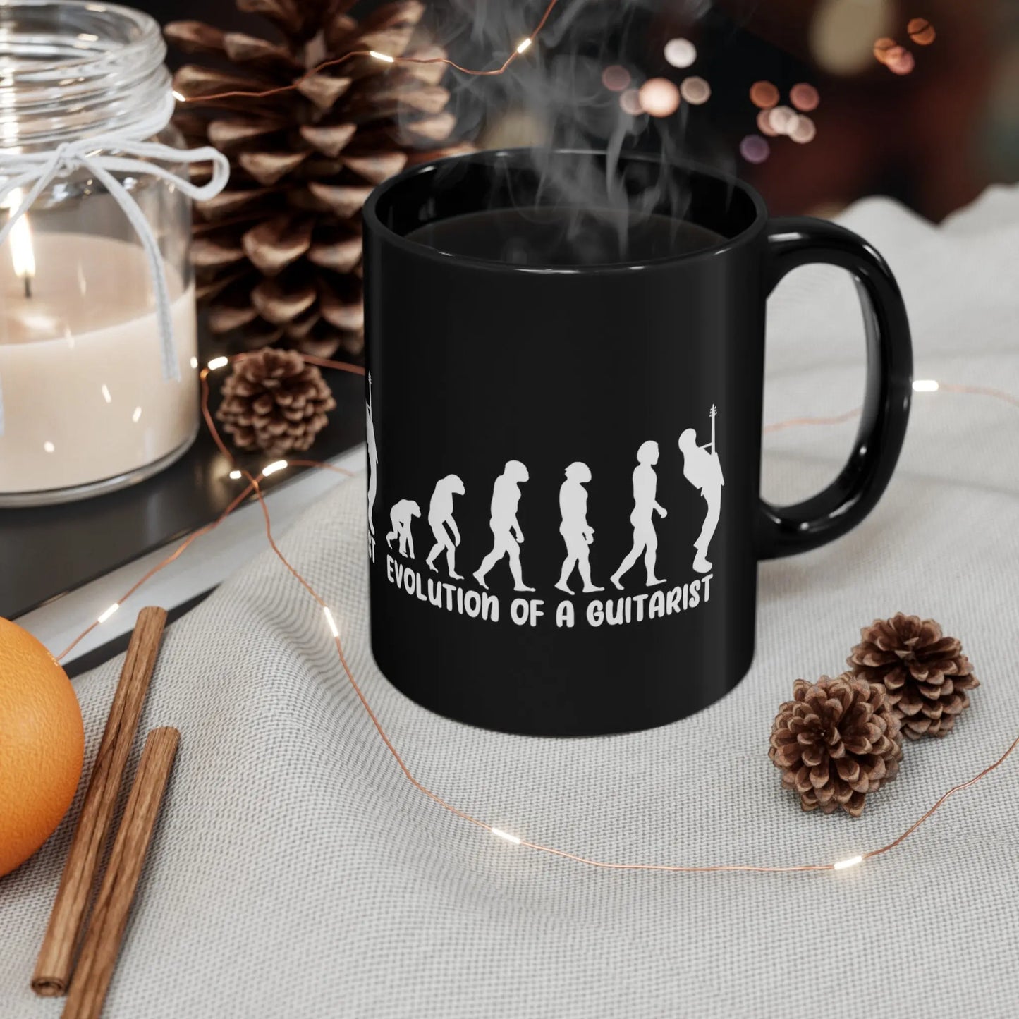 "Evolution of a Guitarist" Coffee Mug - Excellent Gift for Guitar & Coffee Lovers Realm of Artists