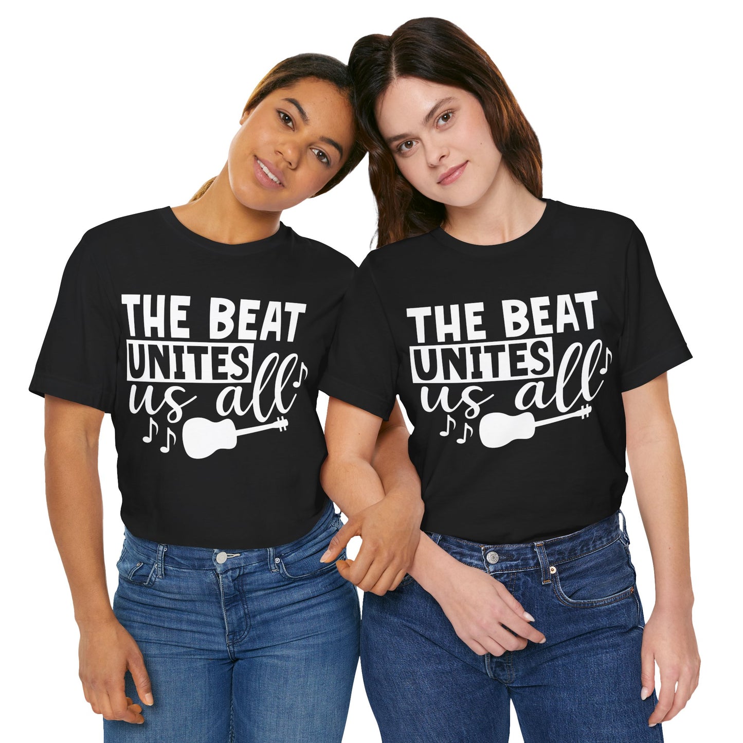 The Beat Unites Us All Graphic Cotton T-Shirt - Trendy Short Sleeve Tee for Music Lovers, Rhythm Enthusiasts, and Unity Seekers | Premium Quality, Comfortable Fit, Unique Design Printify