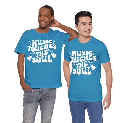 Music Touches the Soul Graphic Cotton T-Shirt - Trendy Short Sleeve Tee for Music Lovers and Emotional Thinkers | Unique Design, Comfortable Fit, Premium Quality Printify