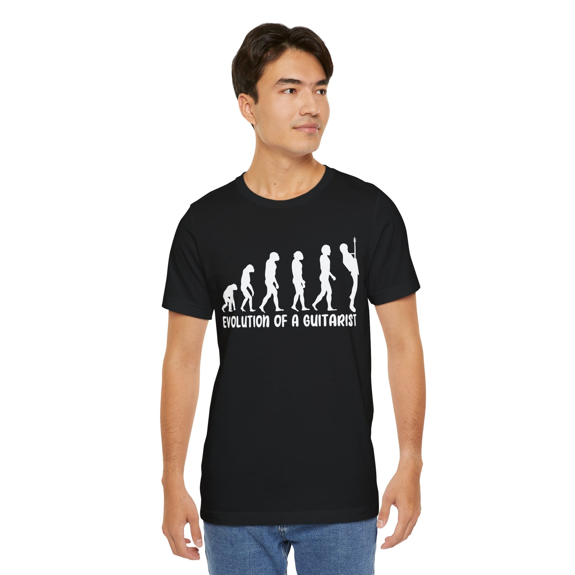 Evolution of a Guitarist Graphic Cotton T-Shirt - Trendy Short Sleeve Tee for Guitar Players | Unique Design, Comfortable Fit, Premium Quality Printify