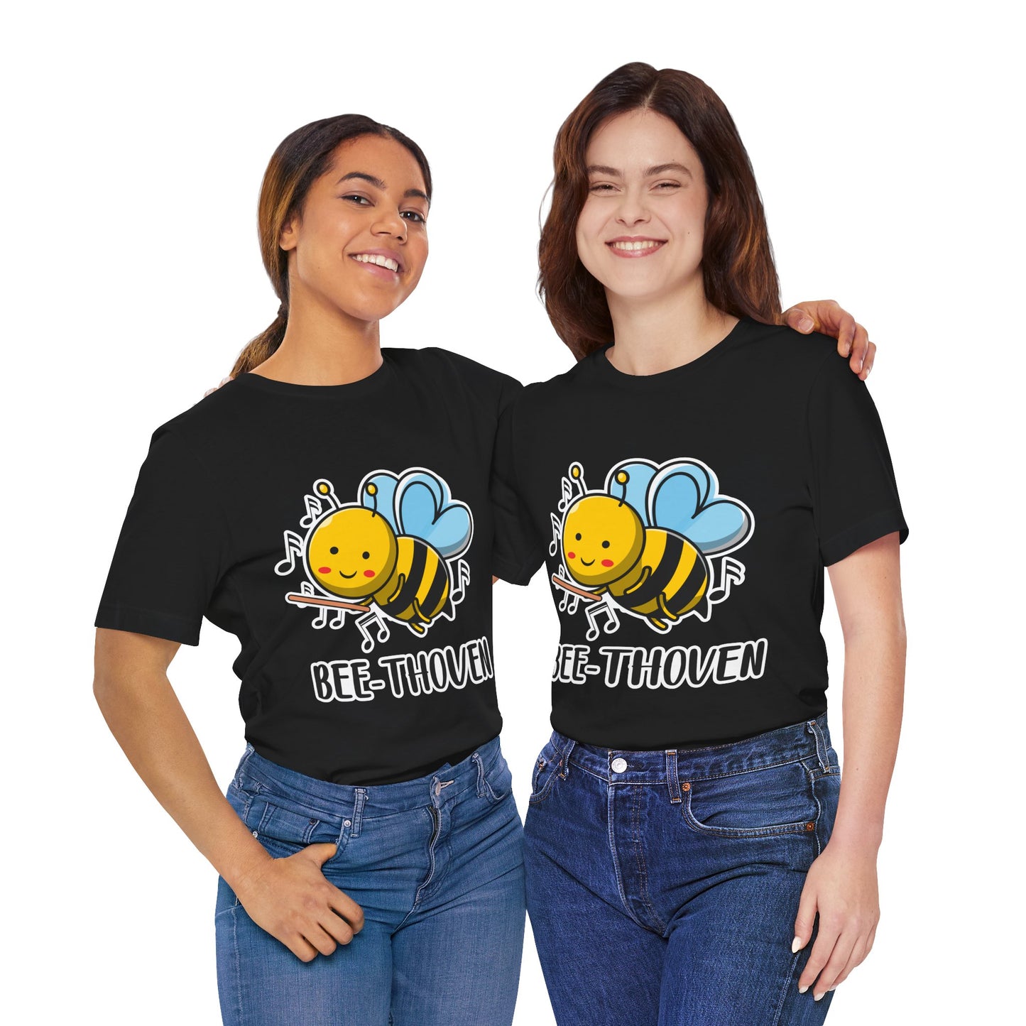 Bee-Thoven Graphic Cotton T-Shirt - Funny Short Sleeve Tee for Music and Animal Lovers | Unique Design, Comfortable Fit, Premium Quality Printify