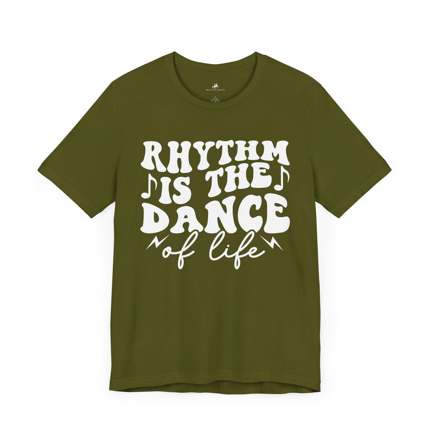 Rhythm is the Dance of Life Graphic Cotton T-Shirt - Trendy Short Sleeve Tee for Music Enthusiasts and Dance Lovers | Premium Quality, Unique Design, Comfortable Fit Printify