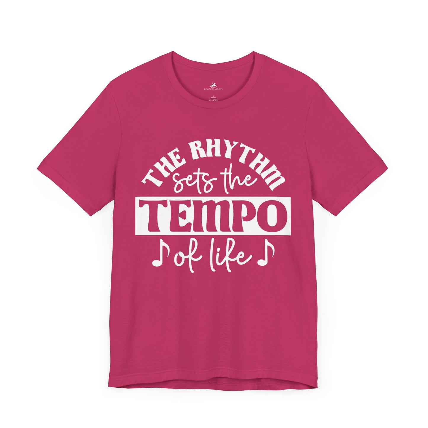 The Rhythm Sets the Tempo of Life Graphic Cotton T-Shirt - Trendy Short Sleeve Tee for Music Lovers and Life Enthusiasts | Unique Design, Comfortable Fit, Premium Quality Printify