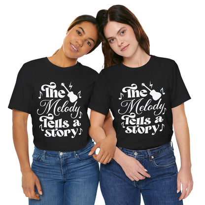 The Melody Tells a Story Graphic Cotton T-Shirt - Trendy Short Sleeve Tee for Music Enthusiasts and Storytellers | Unique Design, Comfortable Fit, Premium Quality Printify