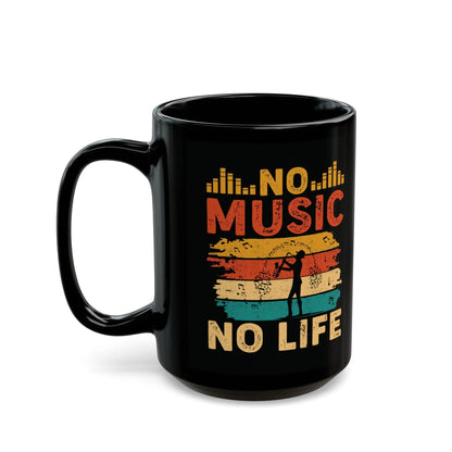 "No Music, No Life" Black Ceramic Mug – A Must-Have for Music Lovers Printify