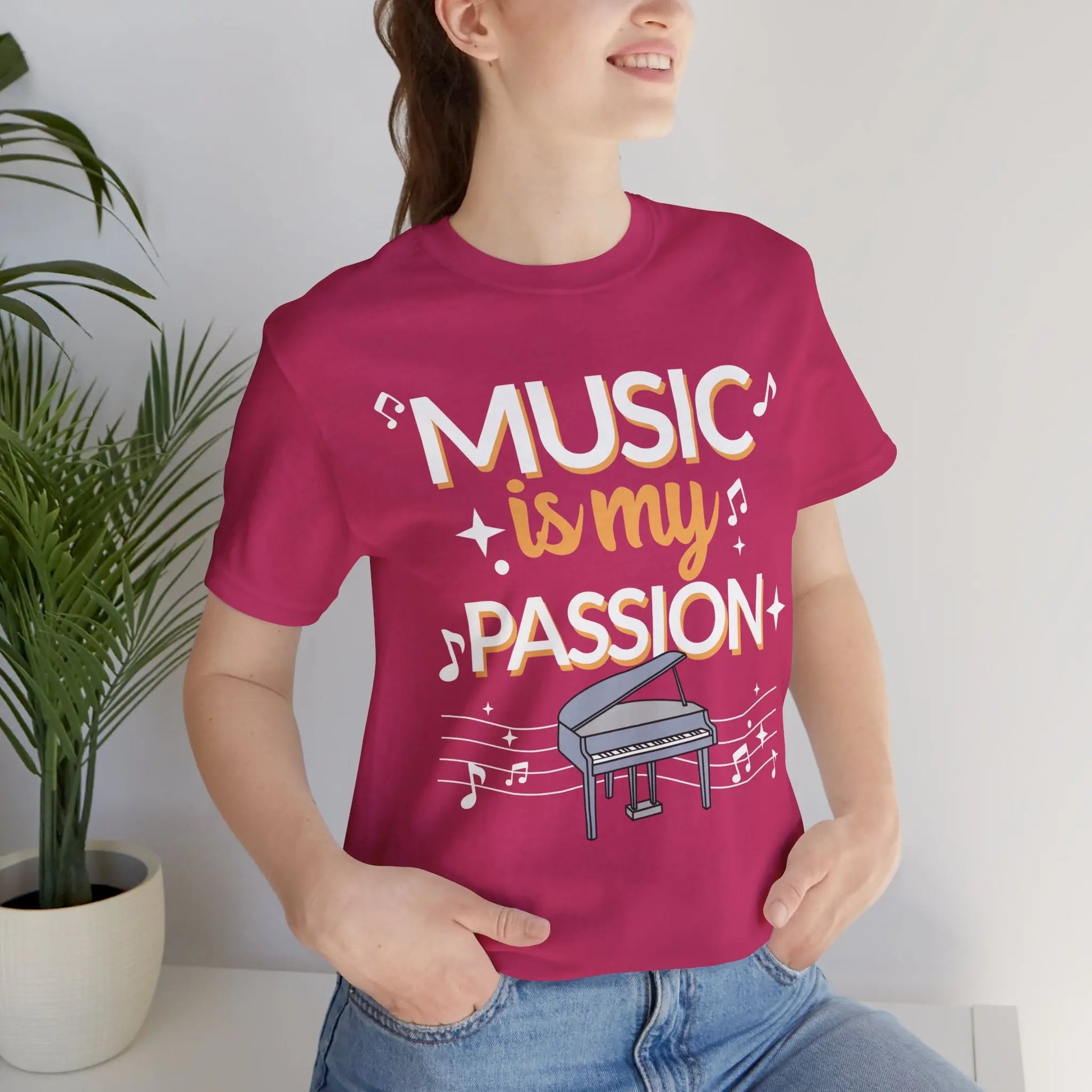 Music is My Passion Graphic Cotton T-Shirt - Trendy Short Sleeve Tee for Men and Women | Unique Design, Everyday Style Printify