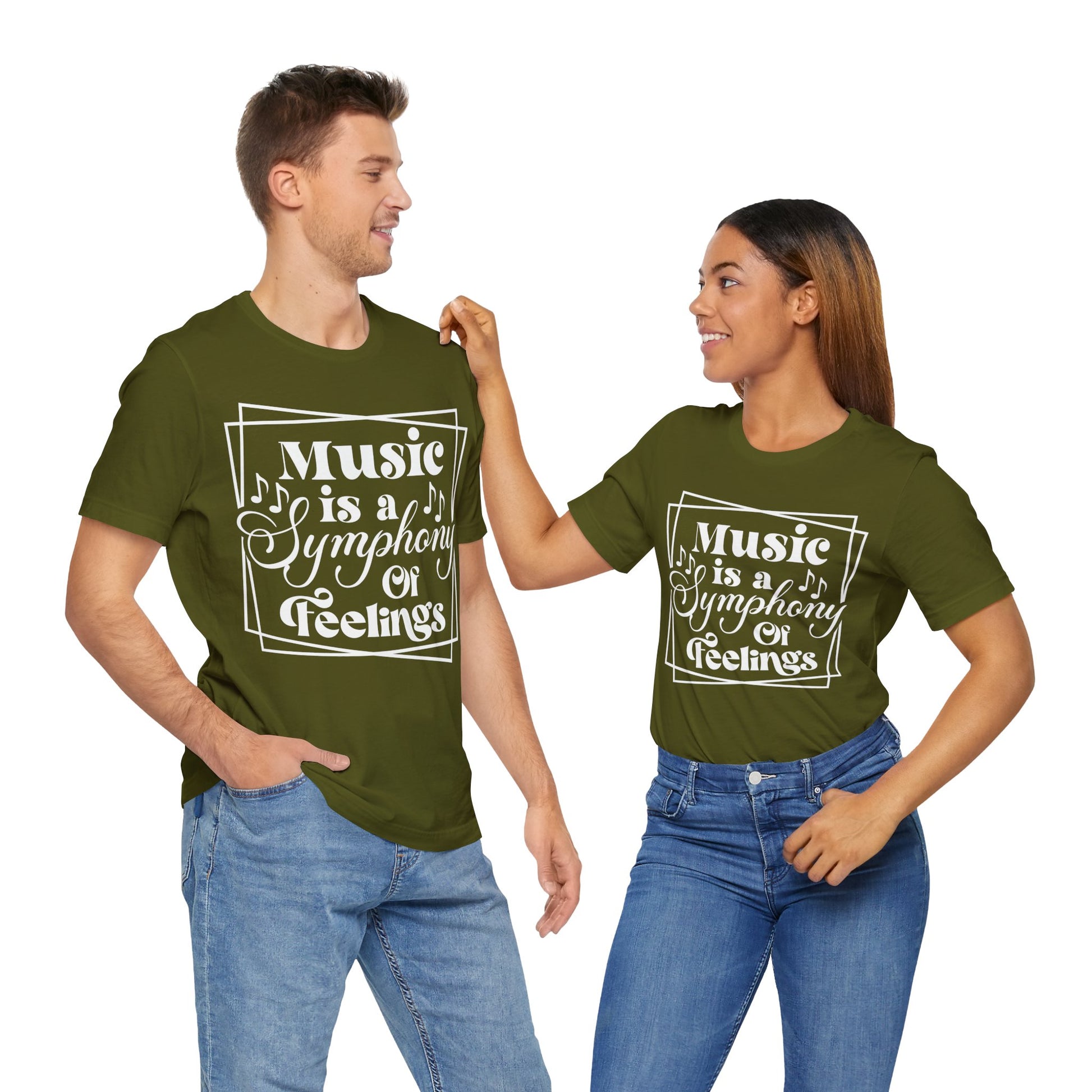 Music Is a Symphony of Feelings Graphic Cotton T-Shirt - Trendy Short Sleeve Tee for Music Lovers and Emotion Enthusiasts | Unique Design, Comfortable Fit, Premium Quality Printify