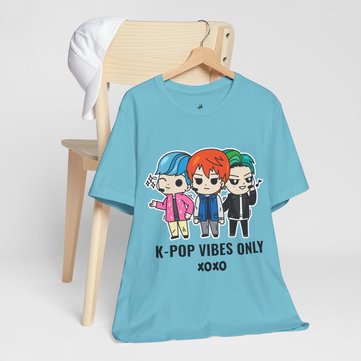 K-Pop Vibes Only Graphic Cotton T-Shirt - Trendy Short Sleeve Tee for K-Pop Fans | Unique Design, Comfortable Fit Printify