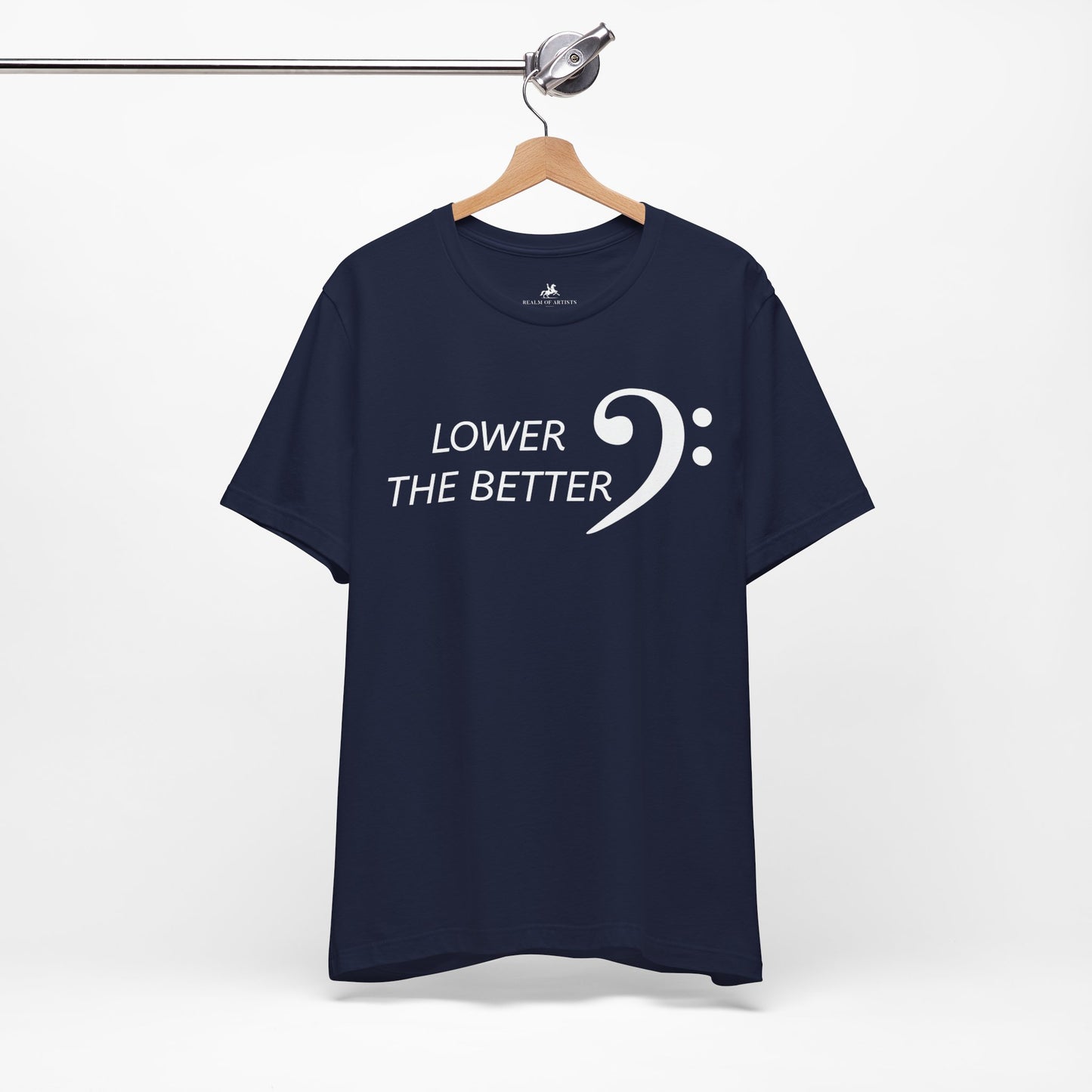 Lower the Better Graphic Cotton T-Shirt - Trendy Short Sleeve Tee for Music Lovers and Bass Enthusiasts | Unique Design, Comfortable Fit, Premium Quality Printify