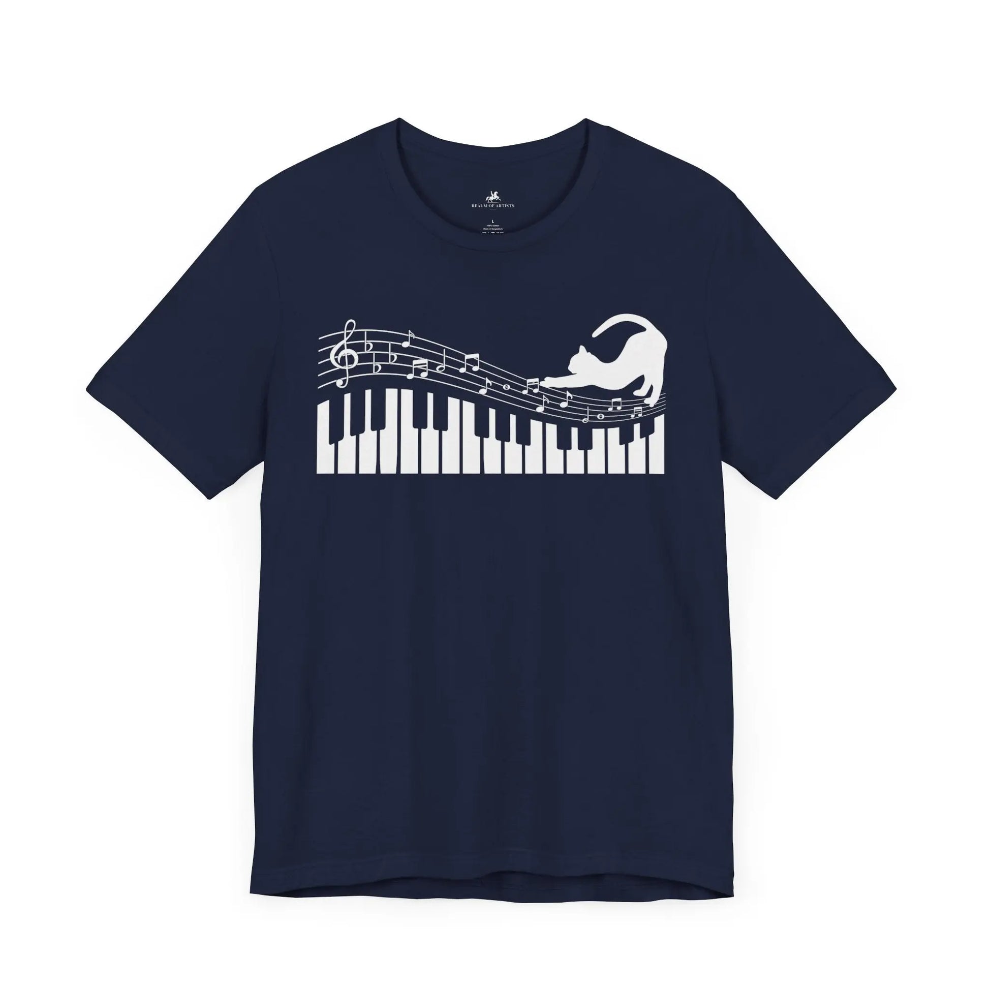 "Musical Cat" Music Graphic T-Shirt – Where Purr-fection Meets the Piano! Printify