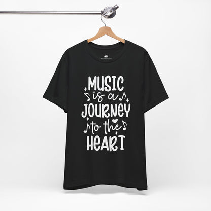 Music Is a Journey to the Heart Graphic Cotton T-Shirt - Trendy Short Sleeve Tee for Music Lovers and Soul Seekers | Unique Design, Comfortable Fit, Premium Quality Printify