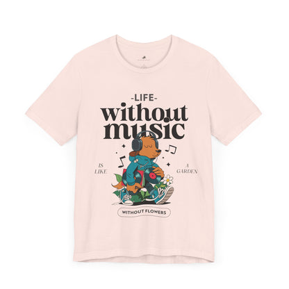 Life Without Music Cotton T-Shirt - Classic Graphic Tee for Men and Women | Unique Short Sleeve Design, Everyday Comfort Printify