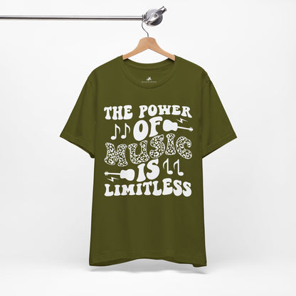 The Power of Music is Limitless Graphic Cotton T-Shirt - Trendy Short Sleeve Tee for Music Enthusiasts and Dreamers | Unique Design, Comfortable Fit, Premium Quality Printify