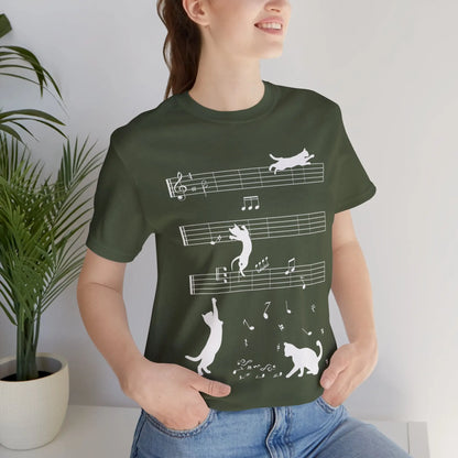 "Cute Cat Playing with Musical Notes" Music Graphic T-Shirt – Purrfectly in Tune! 🎶😻 Printify