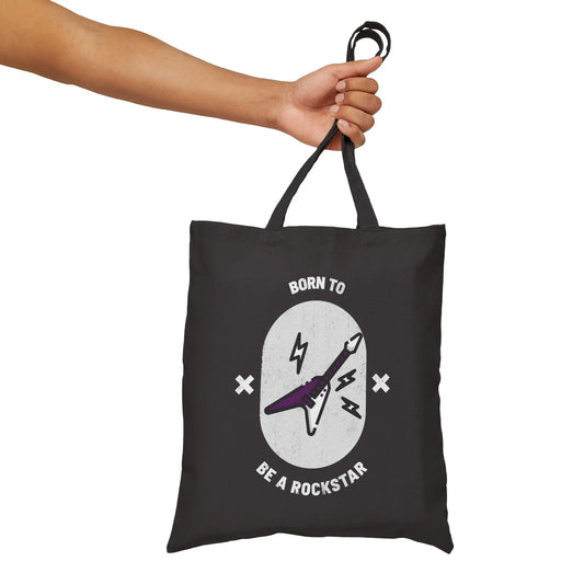 "Born to Be a Rockstar" Cotton Canvas Tote Bag - Realm of Artists