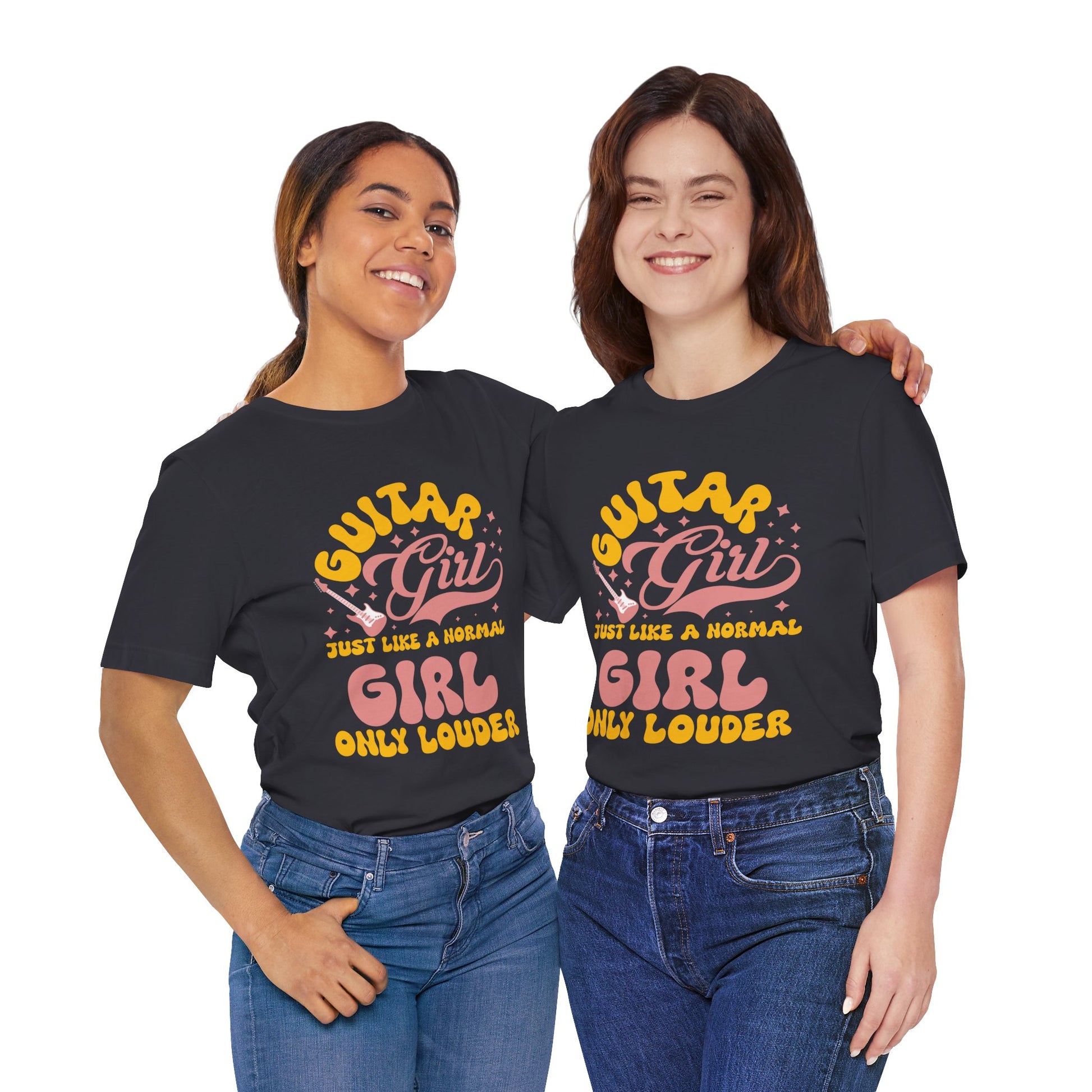 Guitar Girl, Just Like a Normal Girl Only Louder Graphic Cotton T-Shirt - Trendy Short Sleeve Tee for Female Guitarists | Unique Design, Comfortable Fit, Premium Quality Printify