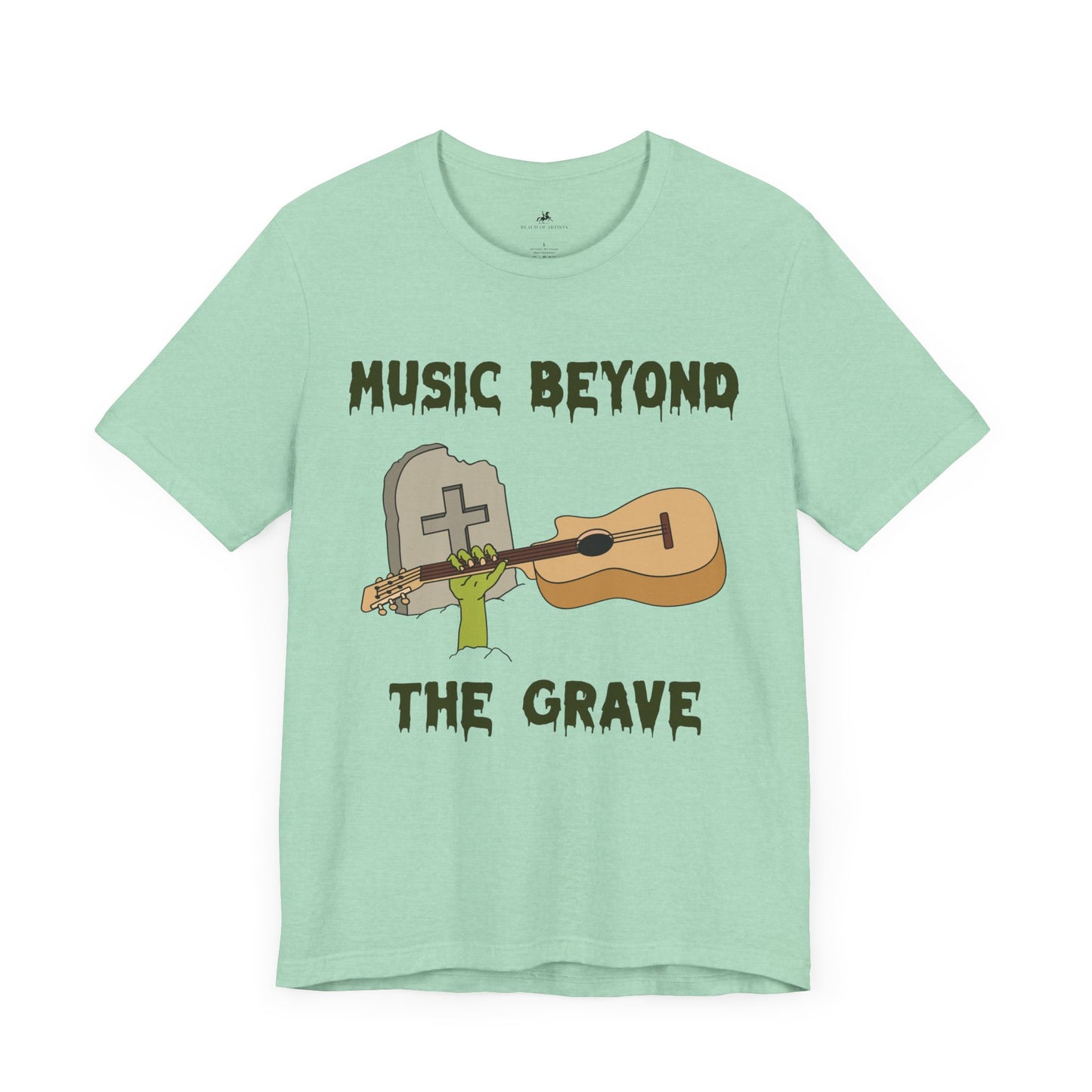 Music Beyond the Grave Graphic Cotton T-Shirt - Trendy Short Sleeve Tee for Music Lovers | Unique Design, Comfortable Fit, Premium Quality Printify