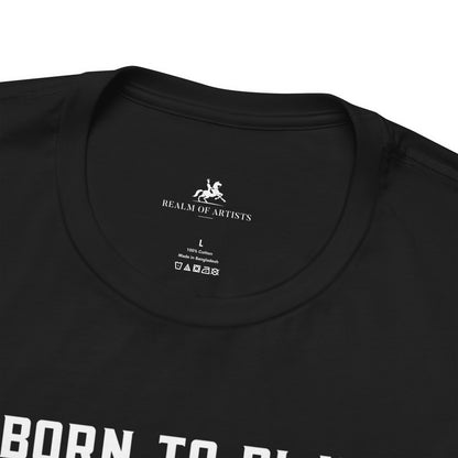 Born to Play Guitar but Forced to Work Graphic Cotton T-Shirt - Trendy Short Sleeve Tee for Guitar Players and Music Lovers | Unique Design, Comfortable Fit, Premium Quality Printify