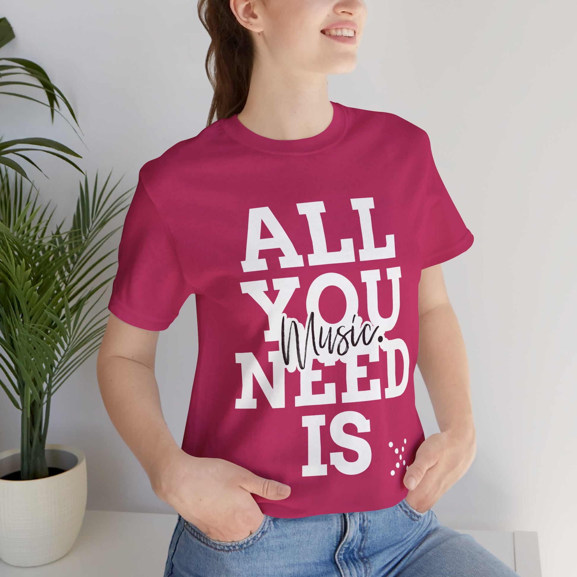 All You Need is Music Graphic Cotton T-Shirt - Trendy Short Sleeve Tee for Music Lovers | Unique Design, Comfortable Fit, Premium Quality Printify