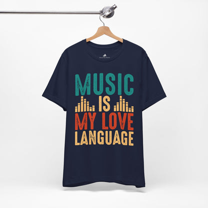 Music Is My Love Language Graphic Cotton T-Shirt - Trendy Short Sleeve Tee for Music Lovers | Unique Design, Comfortable Fit, Premium Quality Printify