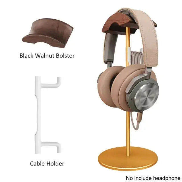 Walnut Wood & Aluminum Headphone Stand - Elevate Your Desk Aesthetic - Realm of Artists